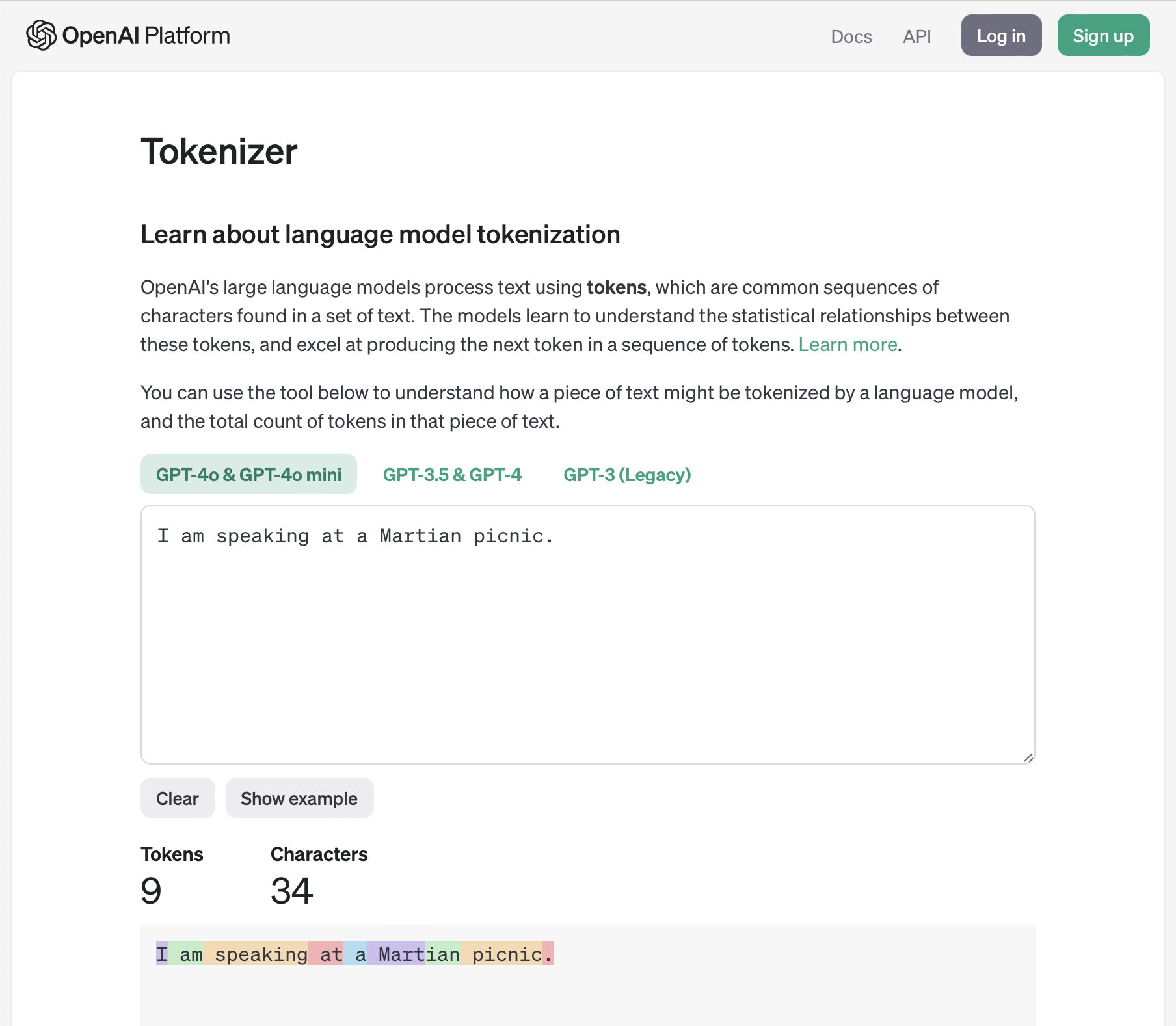 OpenAI’s tokenizer